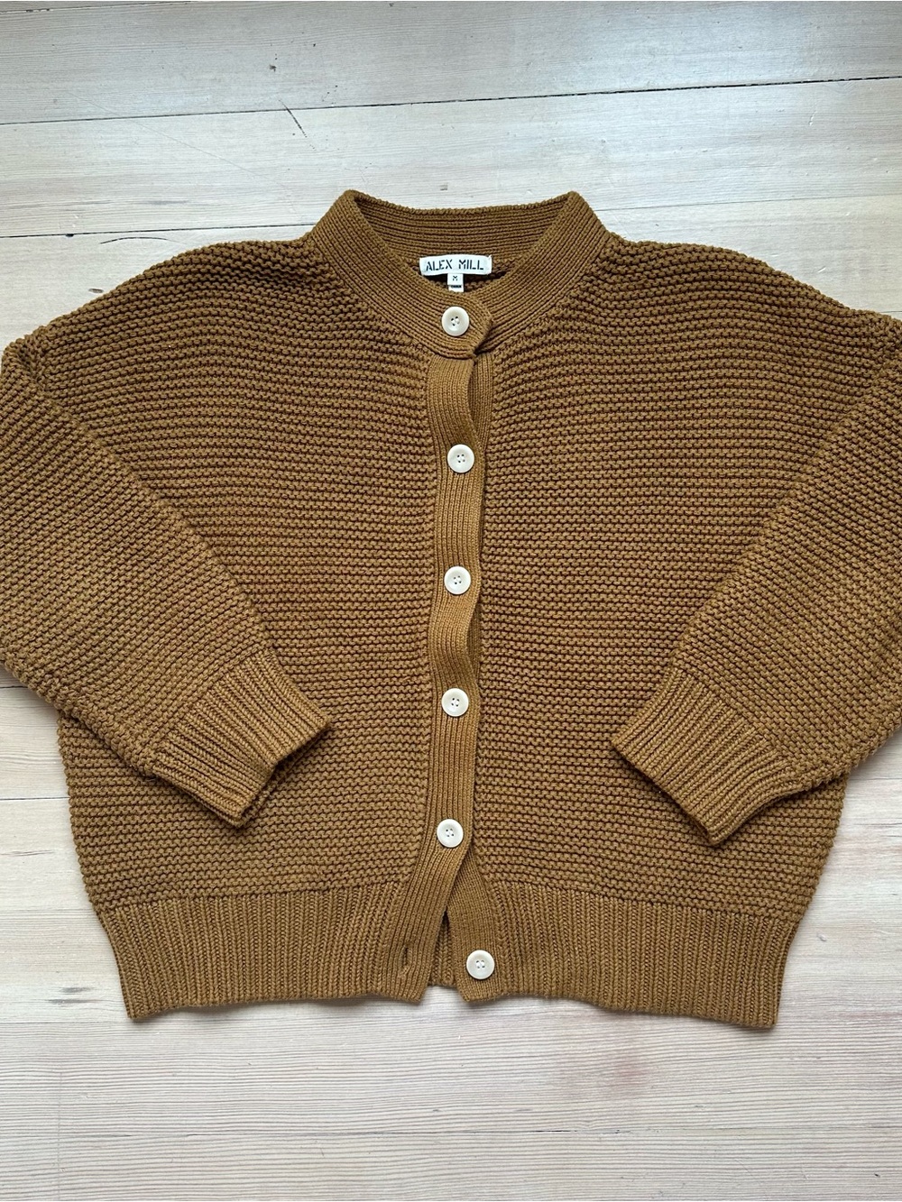 Alex Mill Camel Brown Button-Front Knit Cardigan